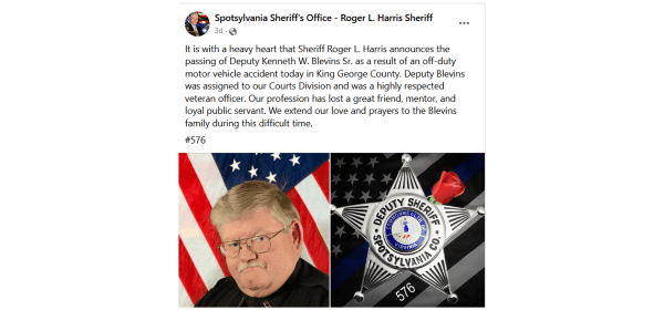 VSP Investigating Crash That Led To Death of Former Colonial Beach Police Chief Kenneth W. Blevins