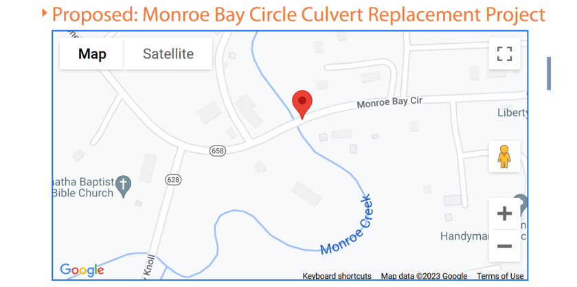 Map identifying location of closed bridge.