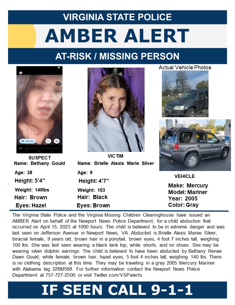 Amber Alert, Child Believed To Be In Extreme Danger – Colonial Beach News